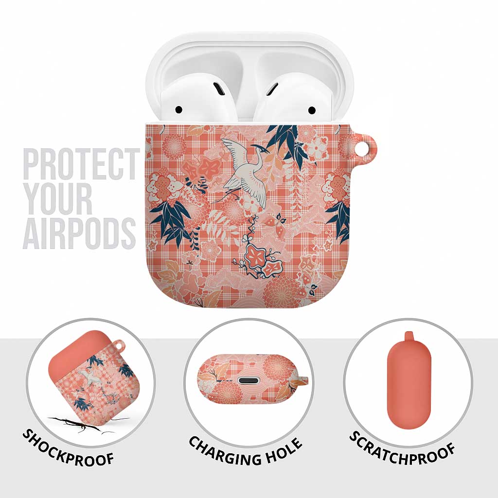 Red Palaka Crane and Flowers AirPods Case Japan Heritage Spirit LT9 - Polynesian Pride