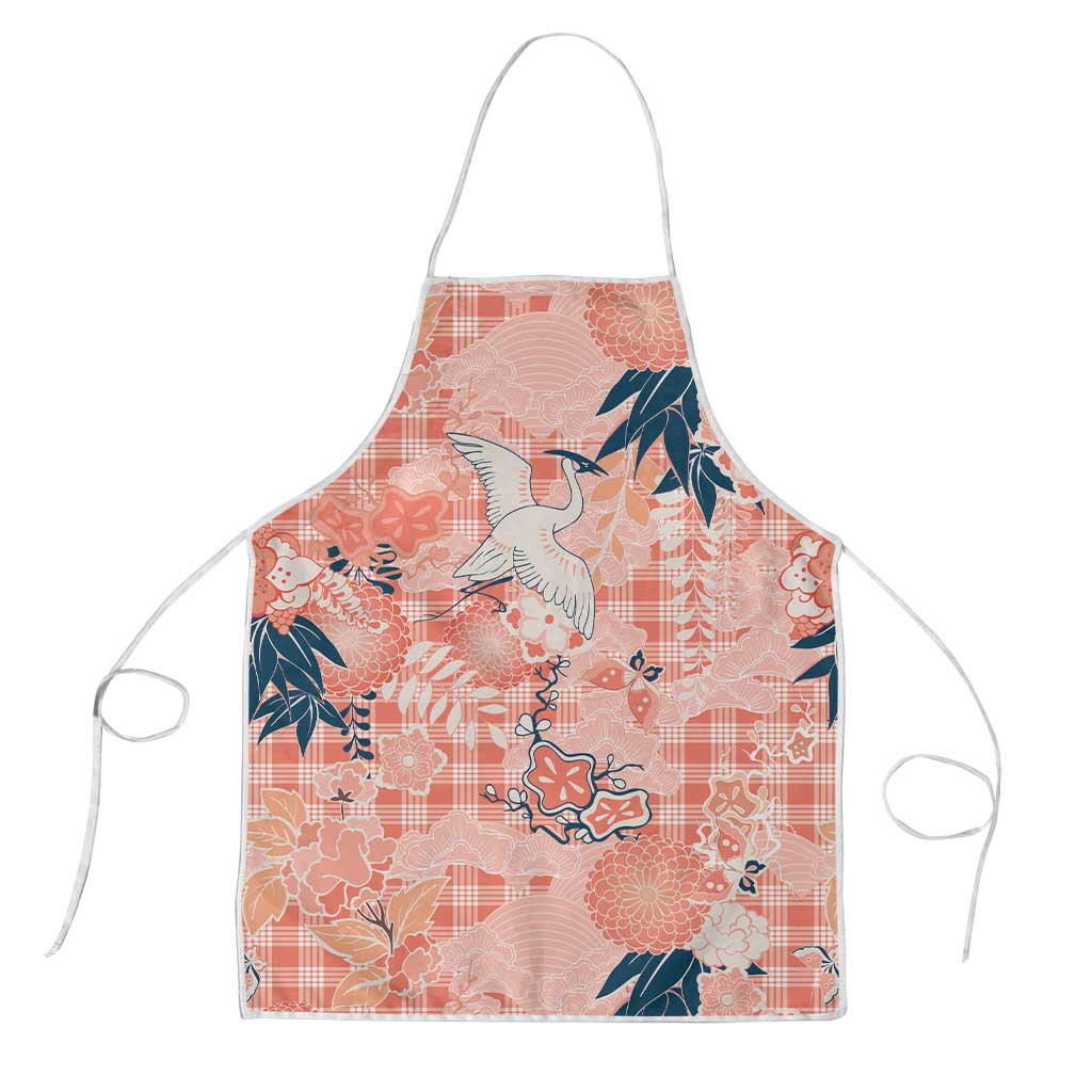 Red Palaka Crane and Flowers Apron Japan Heritage Spirit LT9 Red - Polynesian Pride