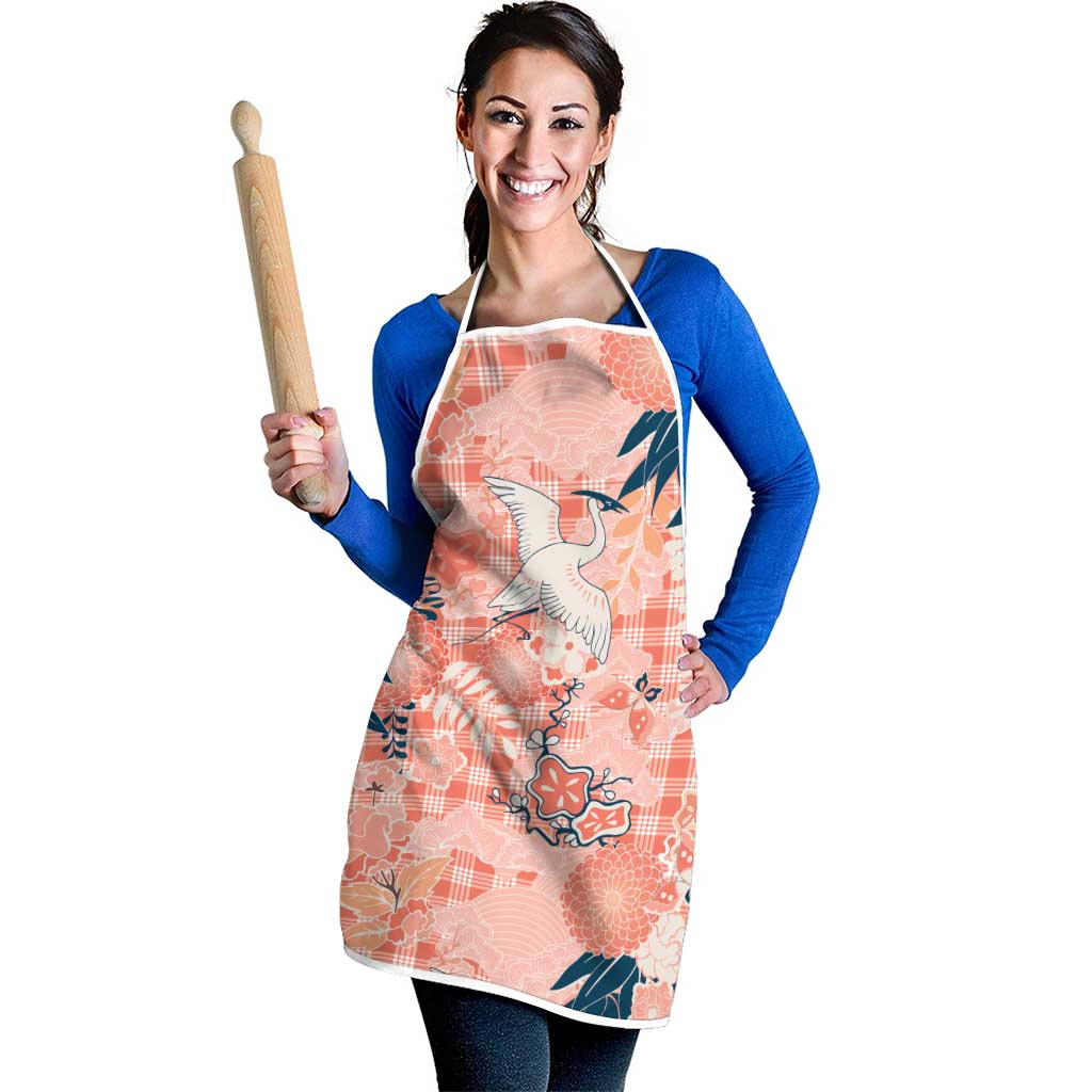 Red Palaka Crane and Flowers Apron Japan Heritage Spirit LT9 - Polynesian Pride