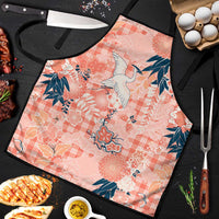Red Palaka Crane and Flowers Apron Japan Heritage Spirit LT9 Red - Polynesian Pride
