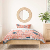 Red Palaka Crane and Flowers Bedding Set Japan Heritage Spirit - Polynesian Pride