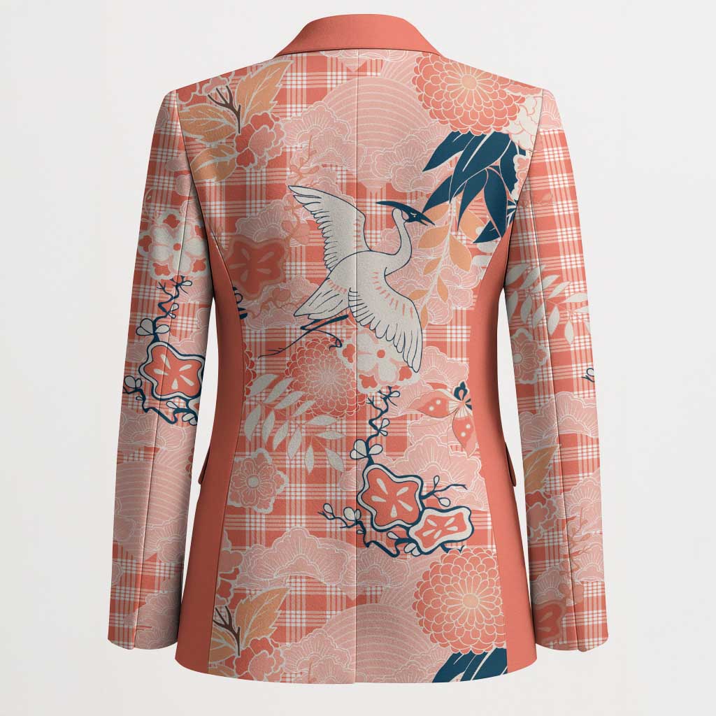 Red Palaka Crane and Flowers Blazer Japan Heritage Spirit LT9 - Polynesian Pride