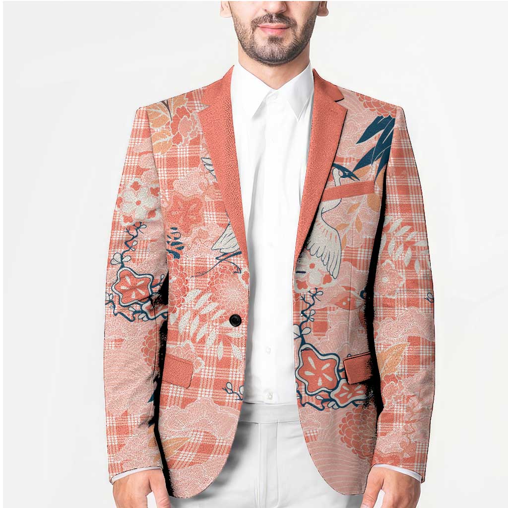 Red Palaka Crane and Flowers Blazer Japan Heritage Spirit LT9 - Polynesian Pride