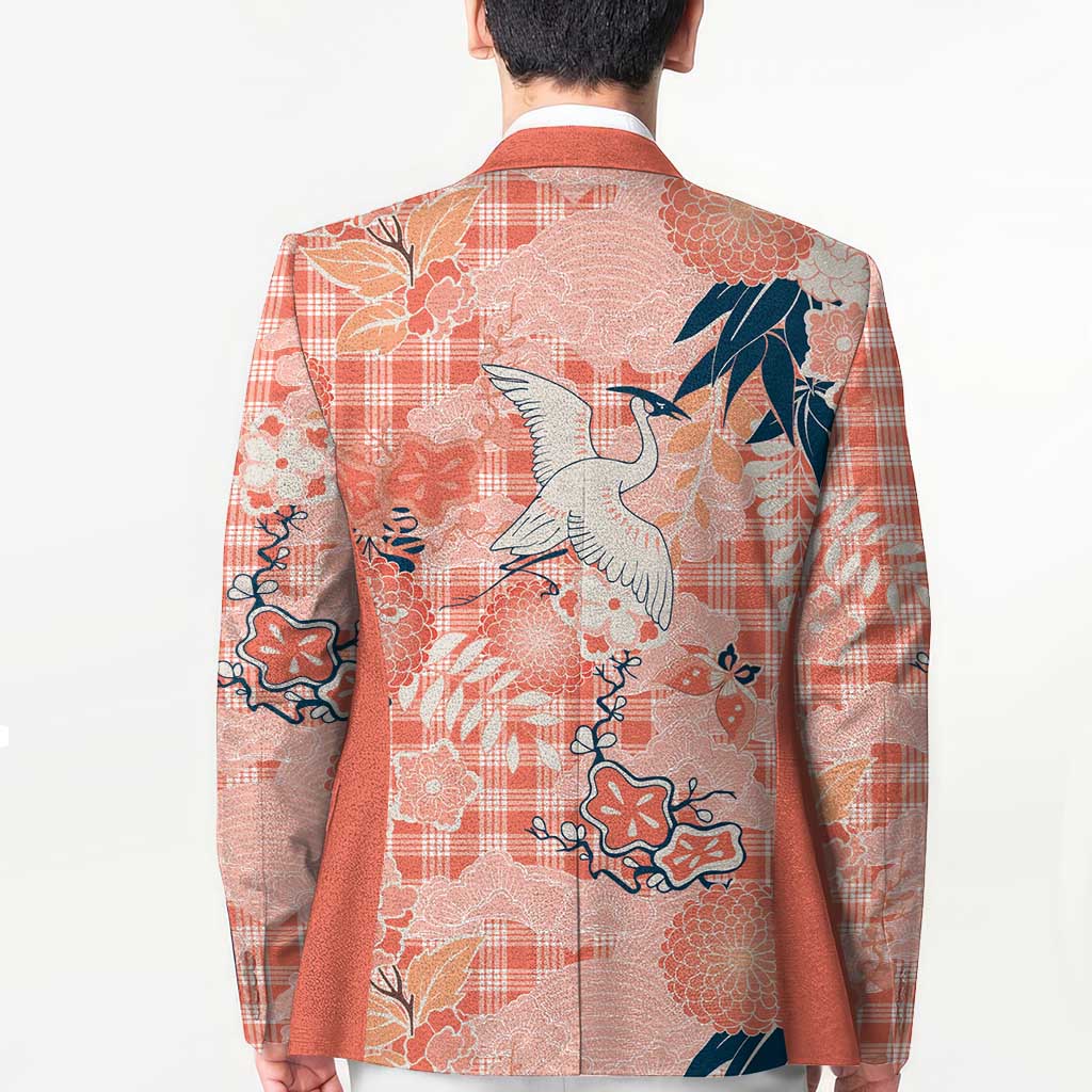Red Palaka Crane and Flowers Blazer Japan Heritage Spirit LT9 - Polynesian Pride