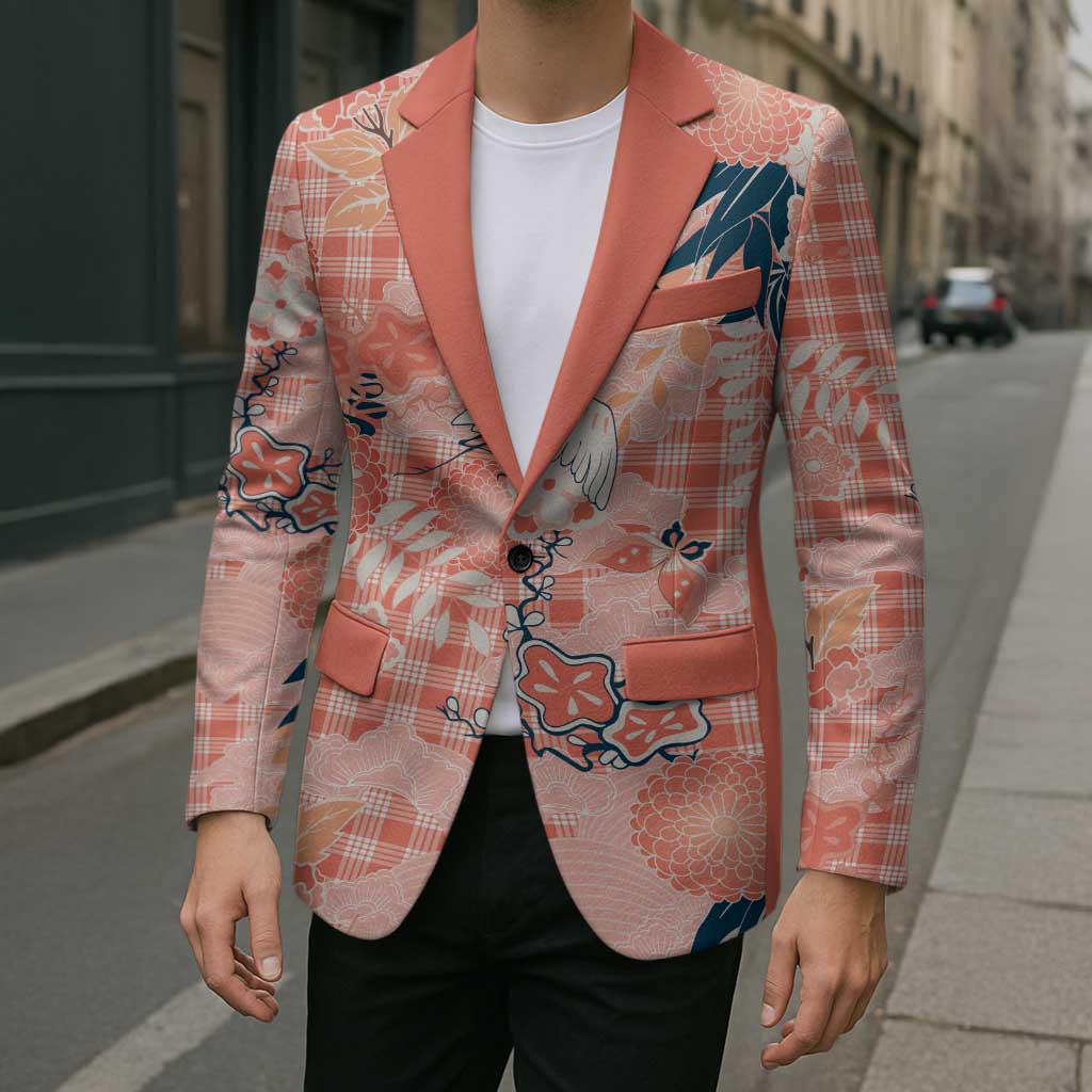 Red Palaka Crane and Flowers Blazer Japan Heritage Spirit LT9 - Polynesian Pride