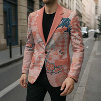 Red Palaka Crane and Flowers Blazer Japan Heritage Spirit LT9 - Polynesian Pride