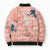 Red Palaka Crane and Flowers Bomber Puffer Jacket Japan Heritage Spirit - Polynesian Pride