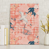 Red Palaka Crane and Flowers Canvas Wall Art Japan Heritage Spirit LT9 Without Frame Red - Polynesian Pride