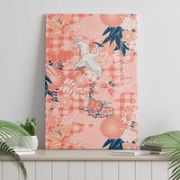 Red Palaka Crane and Flowers Canvas Wall Art Japan Heritage Spirit LT9 - Polynesian Pride