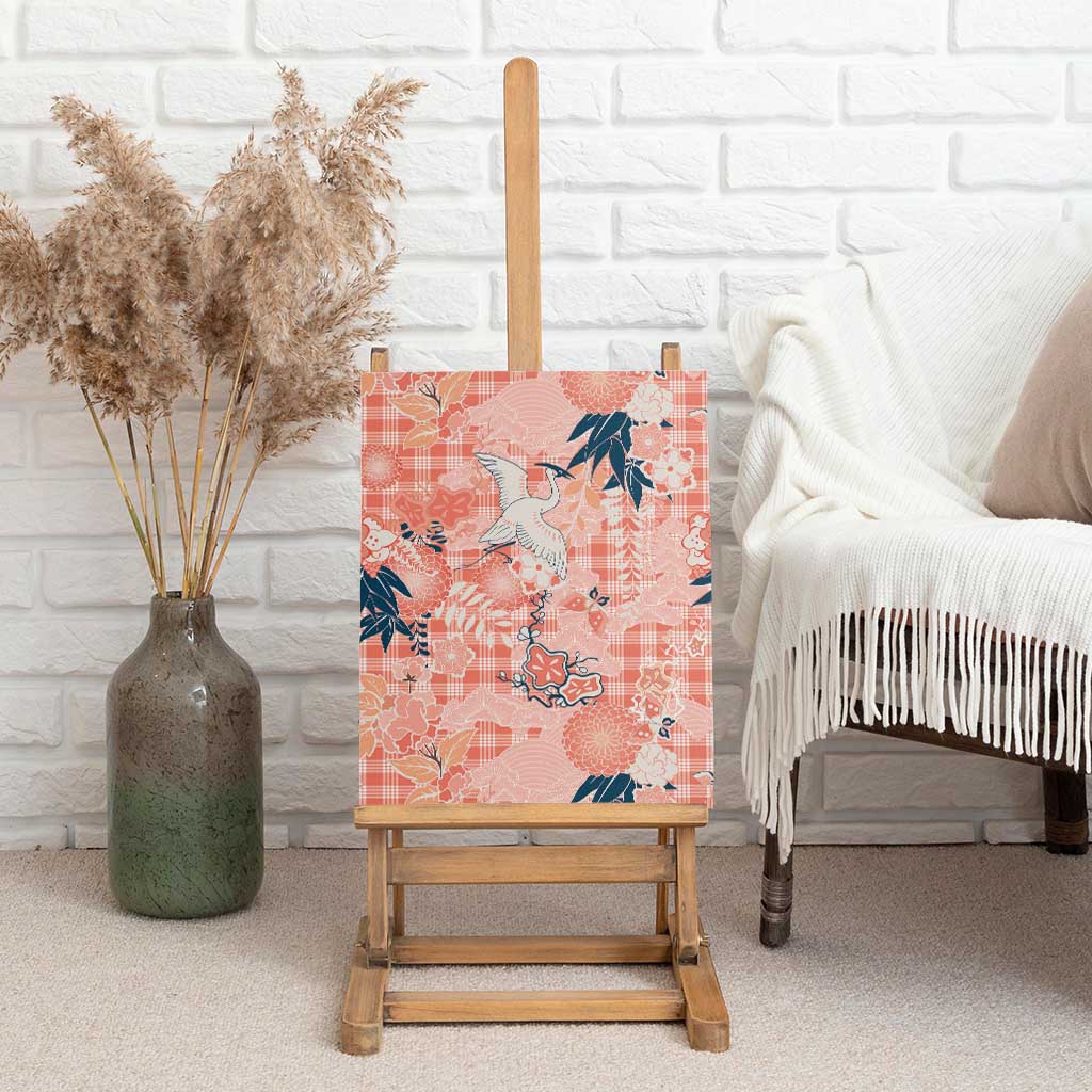 Red Palaka Crane and Flowers Canvas Wall Art Japan Heritage Spirit LT9 - Polynesian Pride