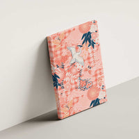 Red Palaka Crane and Flowers Canvas Wall Art Japan Heritage Spirit LT9 - Polynesian Pride