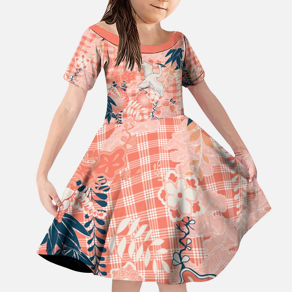 Red Palaka Crane and Flowers Family Matching Puletasi and Hawaiian Shirt Japan Heritage Spirit - Polynesian Pride