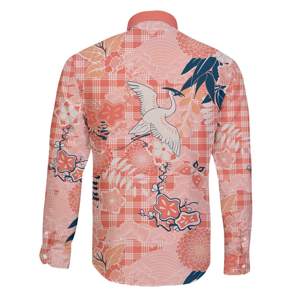 Red Palaka Crane and Flowers Family Matching Puletasi and Hawaiian Shirt Japan Heritage Spirit - Polynesian Pride