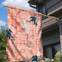 Red Palaka Crane and Flowers Garden Flag Japan Heritage Spirit - Polynesian Pride