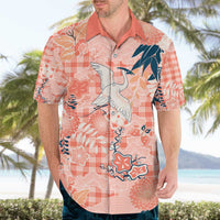 Red Palaka Crane and Flowers Hawaiian Shirt Japan Heritage Spirit - Polynesian Pride