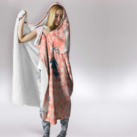 Red Palaka Crane and Flowers Hooded Blanket Japan Heritage Spirit - Polynesian Pride