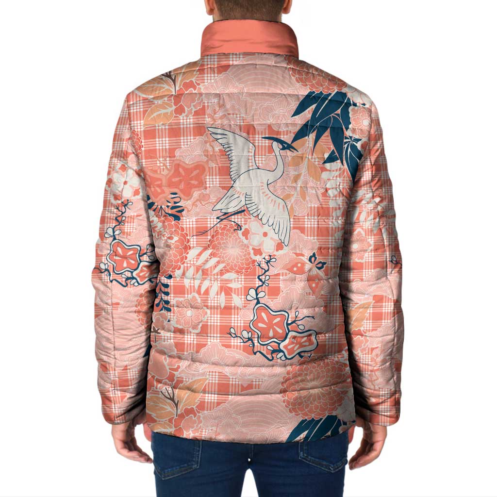 Red Palaka Crane and Flowers Padded Jacket Japan Heritage Spirit LT9 - Polynesian Pride