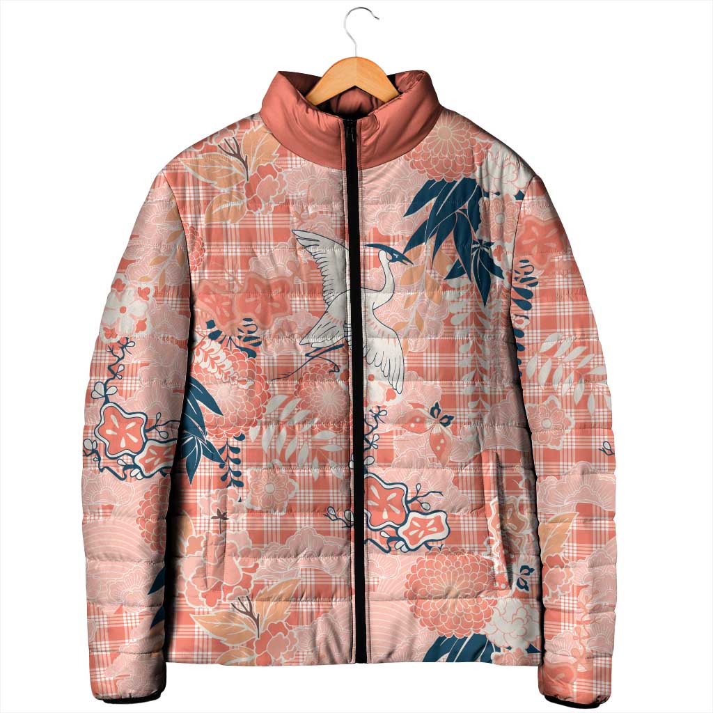 Red Palaka Crane and Flowers Padded Jacket Japan Heritage Spirit LT9 - Polynesian Pride
