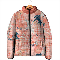 Red Palaka Crane and Flowers Padded Jacket Japan Heritage Spirit LT9 - Polynesian Pride