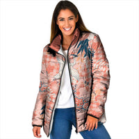 Red Palaka Crane and Flowers Padded Jacket Japan Heritage Spirit LT9 Women Red - Polynesian Pride