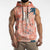 Red Palaka Crane and Flowers Sleeveless Hoodie Japan Heritage Spirit - Polynesian Pride