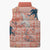Red Palaka Crane and Flowers Sleeveless Puffer Jacket Japan Heritage Spirit - Polynesian Pride