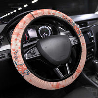 Red Palaka Crane and Flowers Steering Wheel Cover Japan Heritage Spirit LT9 Universal Fit Red - Polynesian Pride