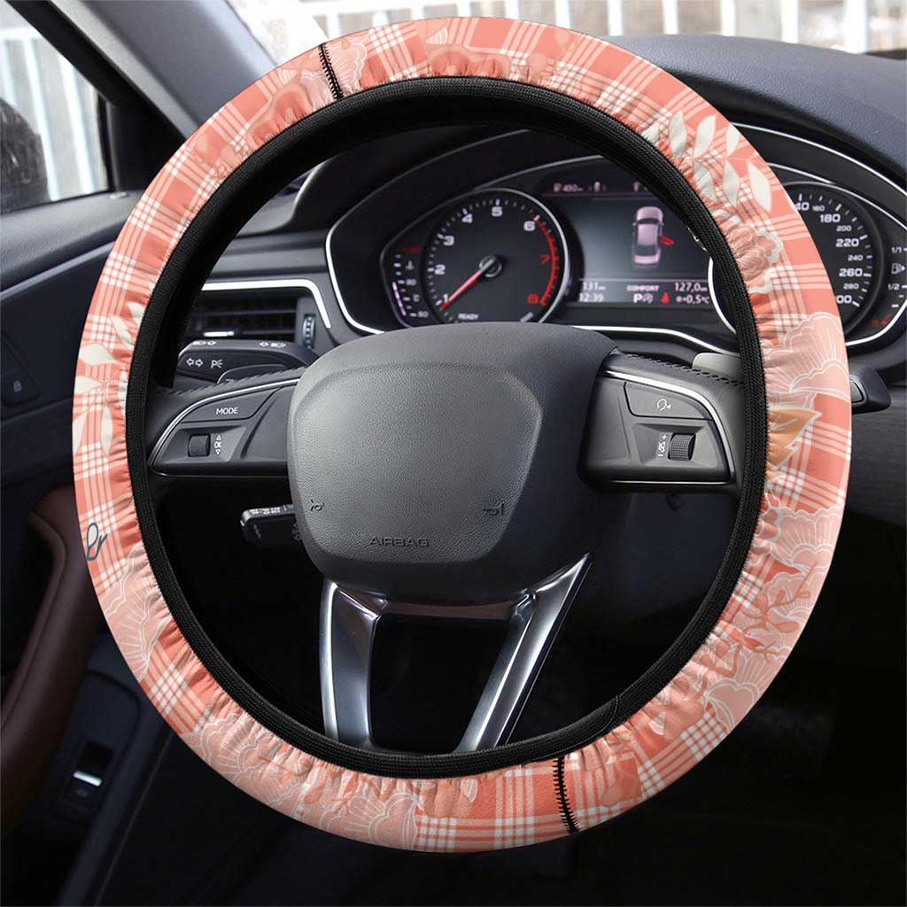 Red Palaka Crane and Flowers Steering Wheel Cover Japan Heritage Spirit LT9 - Polynesian Pride