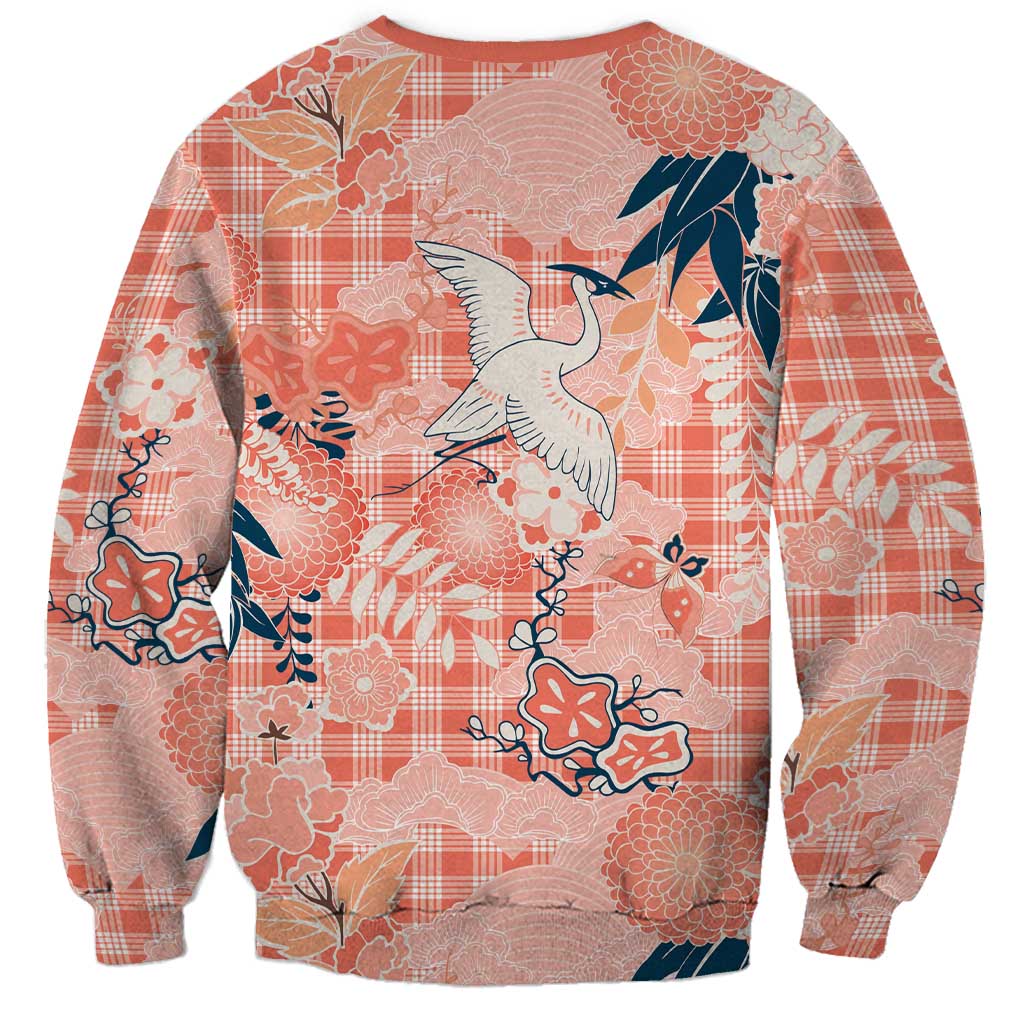 Red Palaka Crane and Flowers Sweatshirt Japan Heritage Spirit LT9 - Polynesian Pride