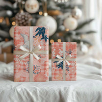 Red Palaka Crane and Flowers Wrapping Paper Japan Heritage Spirit LT9 - Polynesian Pride
