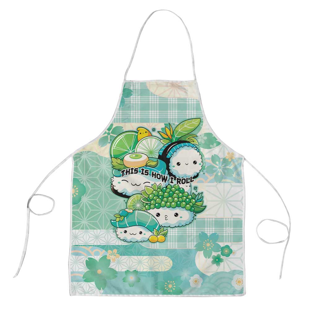 Japanese Kawaii Sushi Apron Green Wagara Palaka This Is How I Roll LT9 Green - Polynesian Pride