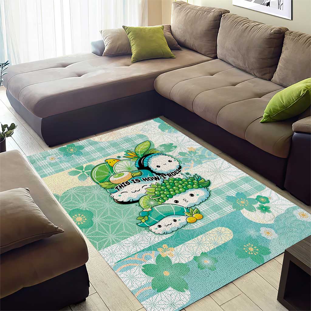 Japanese Kawaii Sushi Area Rug Green Wagara Palaka This Is How I Roll LT9 - Polynesian Pride