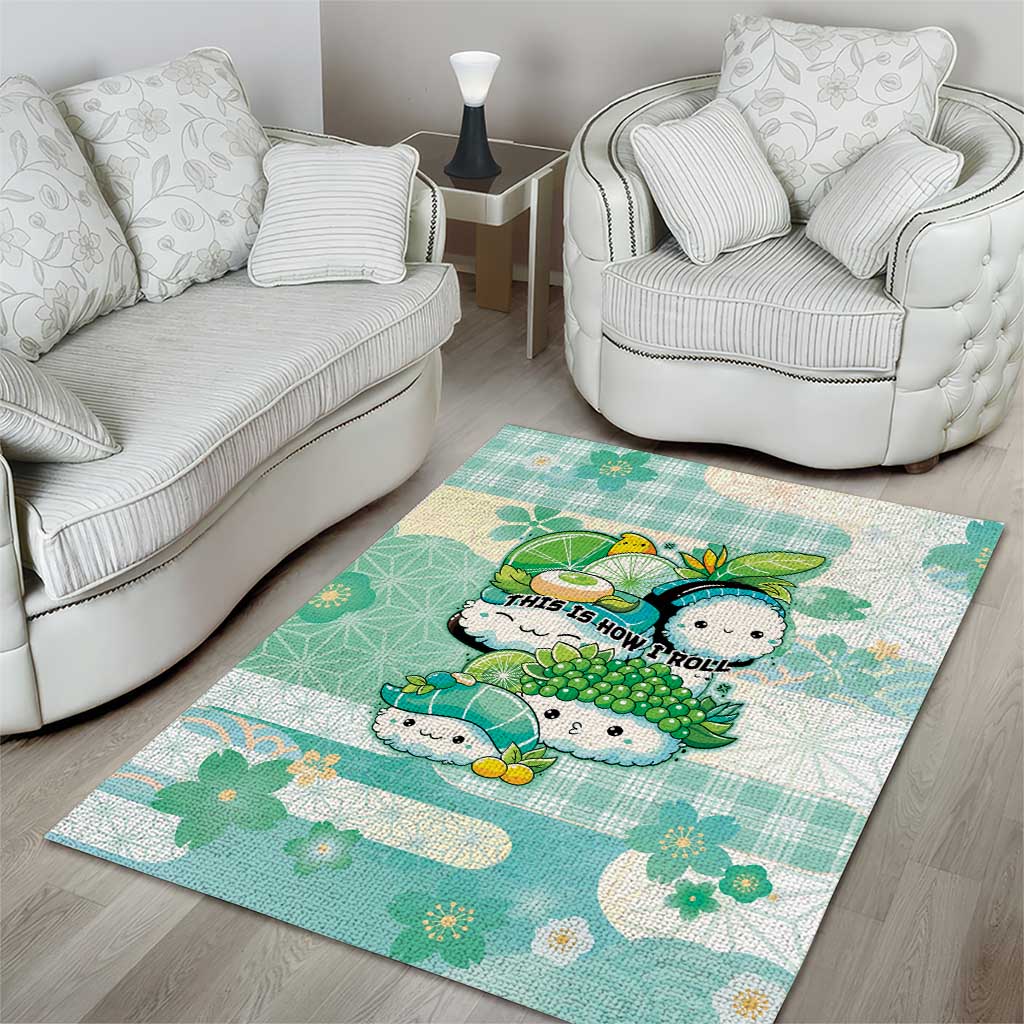 Japanese Kawaii Sushi Area Rug Green Wagara Palaka This Is How I Roll LT9 - Polynesian Pride