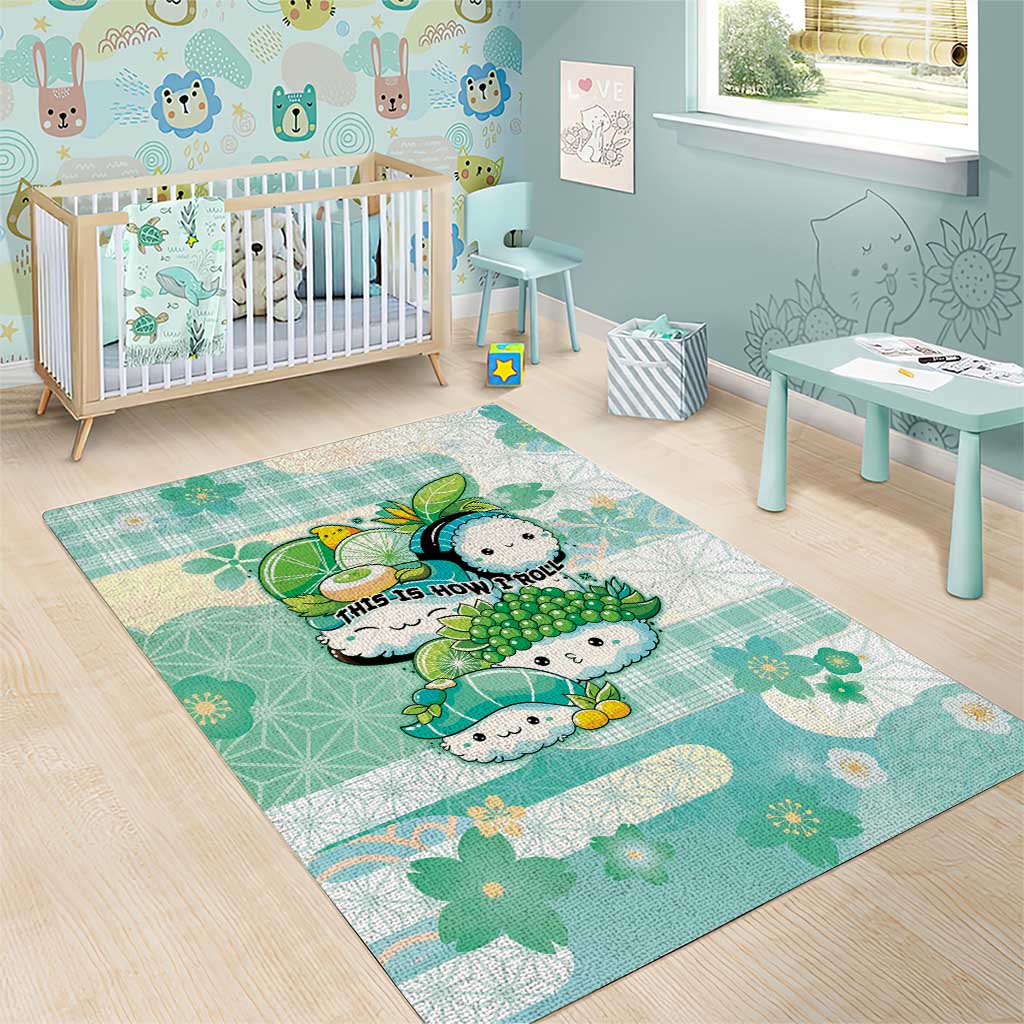 Japanese Kawaii Sushi Area Rug Green Wagara Palaka This Is How I Roll LT9 - Polynesian Pride