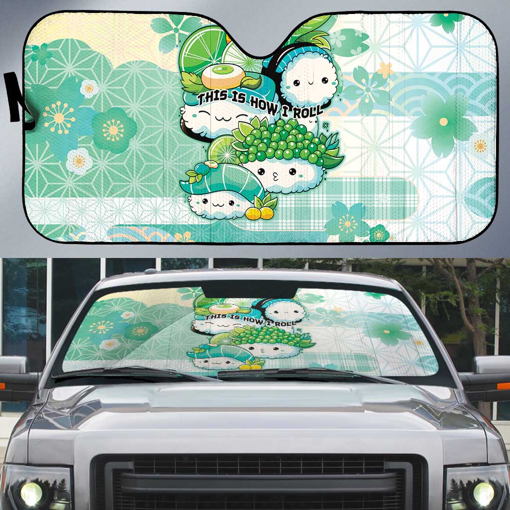 Japanese Kawaii Sushi Auto Sun Shade Green Wagara Palaka This Is How I Roll LT9 Green - Polynesian Pride