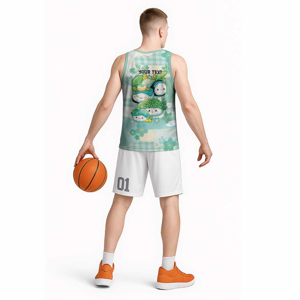 Personalized Japanese Kawaii Sushi Basketball Jersey Green Wagara Palaka This Is How I Roll LT9 - Polynesian Pride