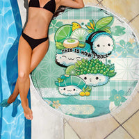 Japanese Kawaii Sushi Beach Blanket Green Wagara Palaka This Is How I Roll LT9 - Polynesian Pride