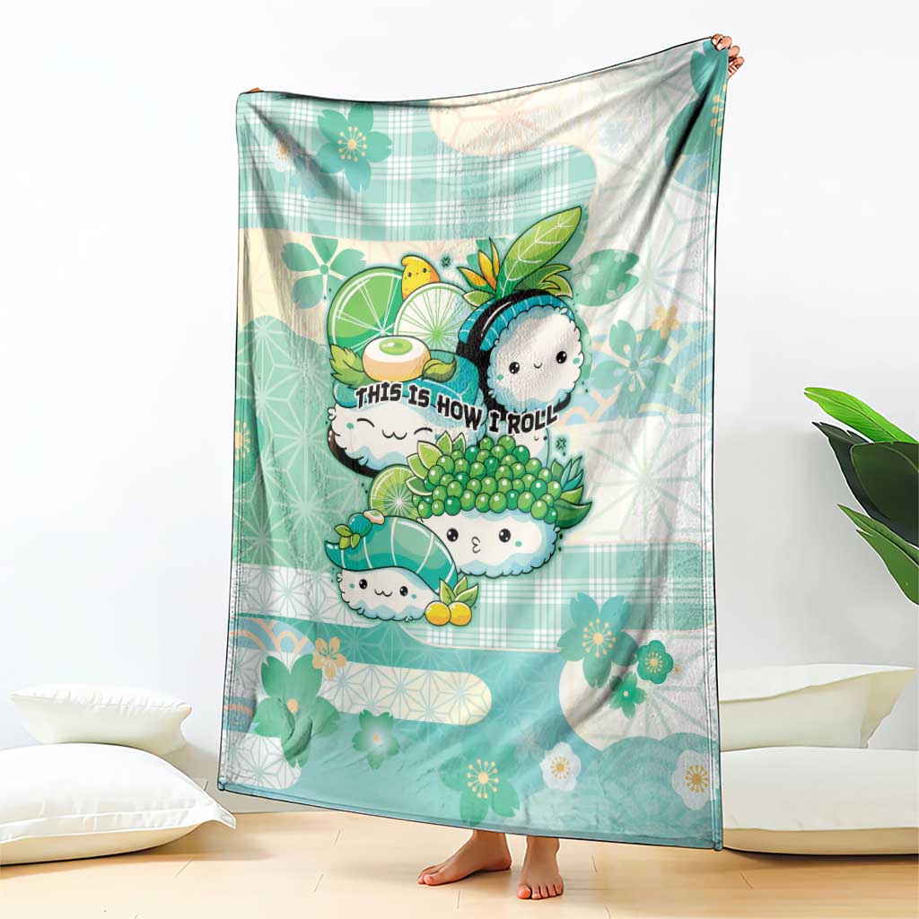 Japanese Kawaii Sushi Blanket Green Wagara Palaka This Is How I Roll LT9 - Polynesian Pride