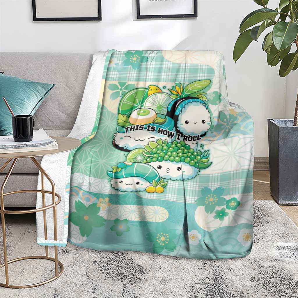 Japanese Kawaii Sushi Blanket Green Wagara Palaka This Is How I Roll LT9 - Polynesian Pride