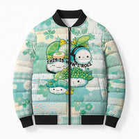 Personalized Japanese Kawaii Sushi Bomber Puffer Jacket Green Wagara Palaka This Is How I Roll LT9 Unisex Green - Polynesian Pride