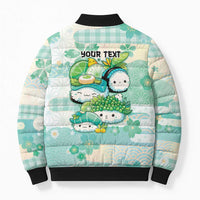 Personalized Japanese Kawaii Sushi Bomber Puffer Jacket Green Wagara Palaka This Is How I Roll LT9 - Polynesian Pride
