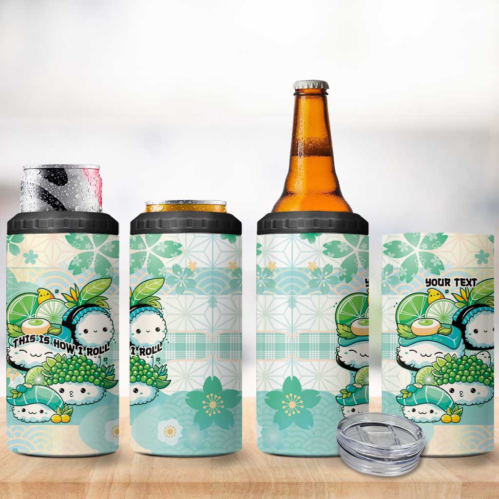 Personalized Japanese Kawaii Sushi 4 in 1 Can Cooler Tumbler Green Wagara Palaka This Is How I Roll LT9 - Polynesian Pride