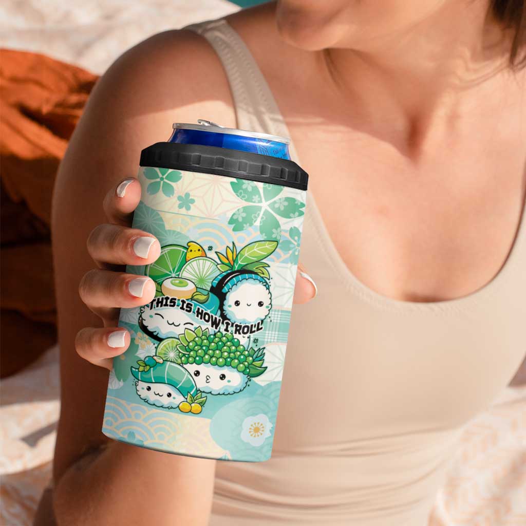 Personalized Japanese Kawaii Sushi 4 in 1 Can Cooler Tumbler Green Wagara Palaka This Is How I Roll LT9 - Polynesian Pride