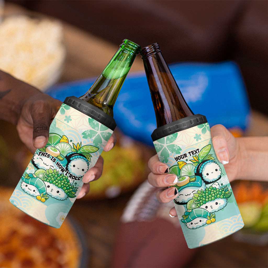 Personalized Japanese Kawaii Sushi 4 in 1 Can Cooler Tumbler Green Wagara Palaka This Is How I Roll LT9 - Polynesian Pride