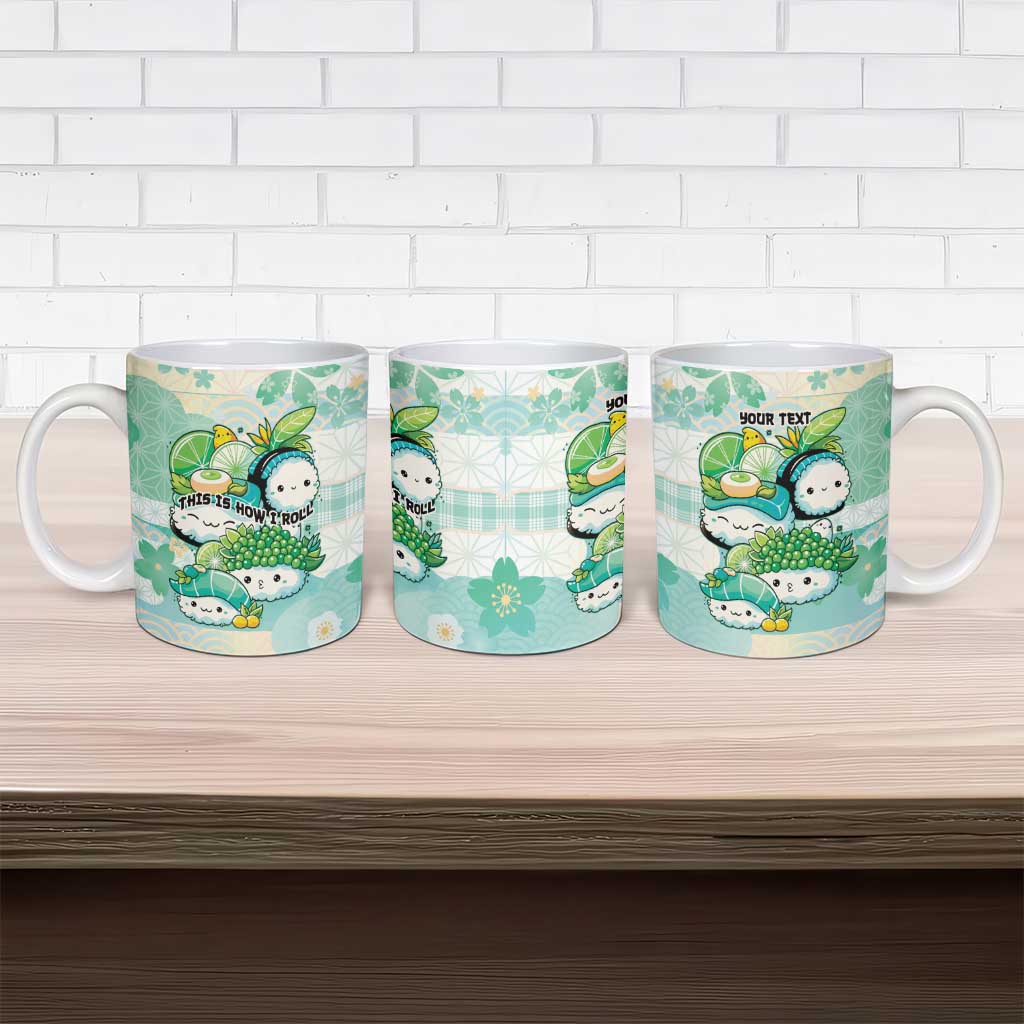 Personalized Japanese Kawaii Sushi Ceramic Mug Green Wagara Palaka This Is How I Roll LT9 - Polynesian Pride