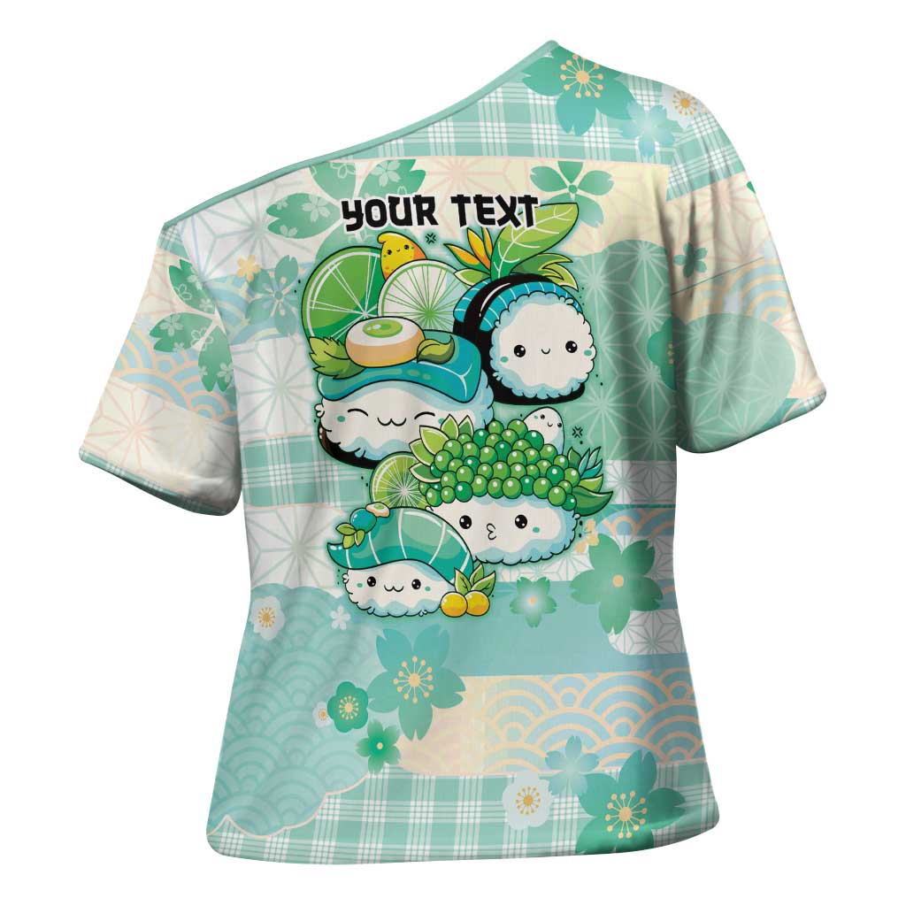 Personalized Japanese Kawaii Sushi Cross Shoulder Shirt Green Wagara Palaka This Is How I Roll LT9 - Polynesian Pride