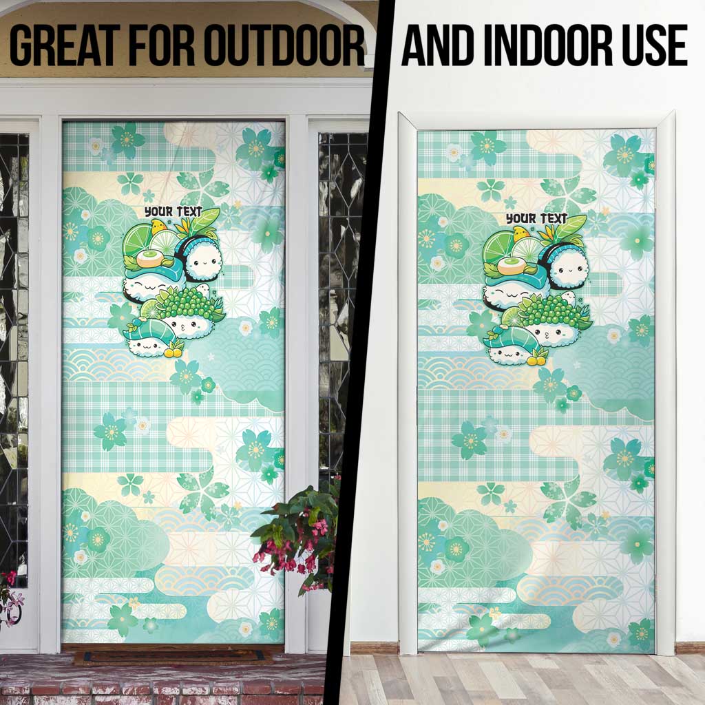 Personalized Japanese Kawaii Sushi Door Cover Green Wagara Palaka This Is How I Roll LT9 - Polynesian Pride