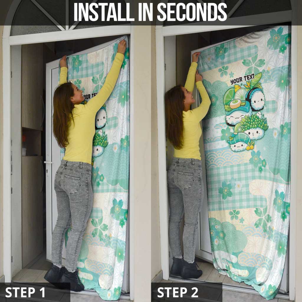 Personalized Japanese Kawaii Sushi Door Cover Green Wagara Palaka This Is How I Roll LT9 - Polynesian Pride