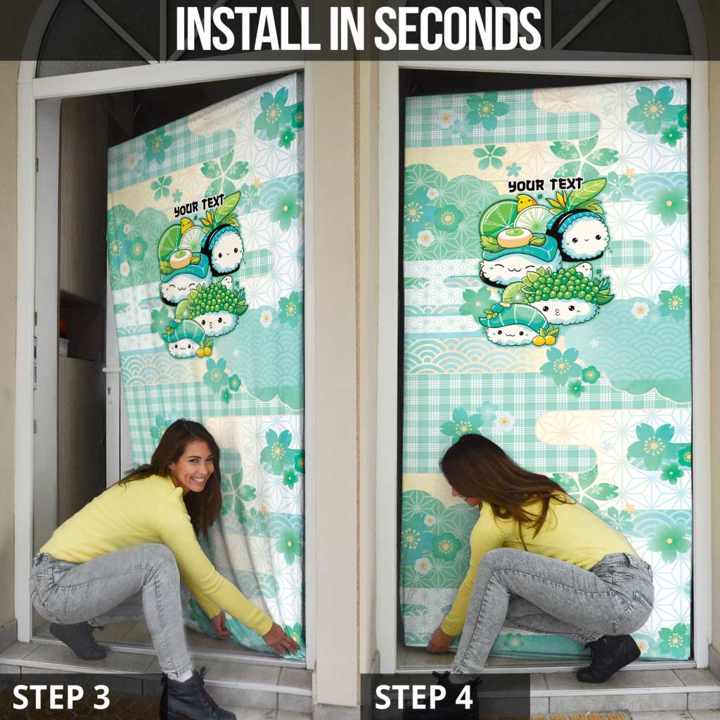 Personalized Japanese Kawaii Sushi Door Cover Green Wagara Palaka This Is How I Roll LT9 - Polynesian Pride