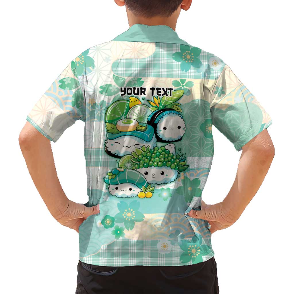 Personalized Japanese Kawaii Sushi Family Matching Long Sleeve Bodycon Dress and Hawaiian Shirt Green Wagara Palaka This Is How I Roll